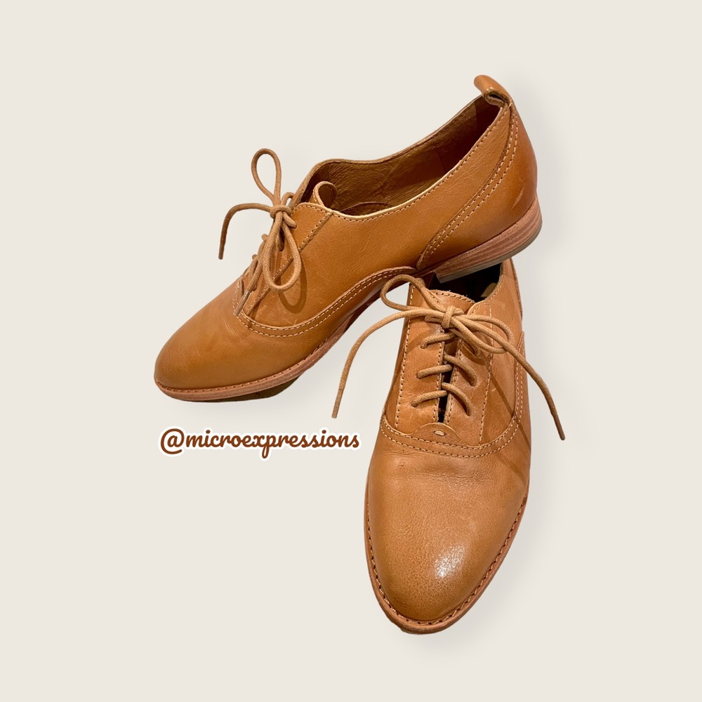 $328 Frye Grace Oxford Cognac Brown Real Leather Lace Up Casual Comfy Daily Flat - Picture 16 of 16